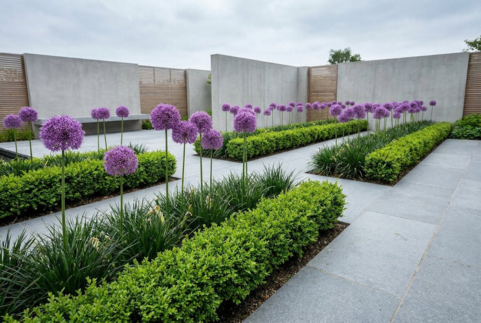 Strakke moderne tuin — Statige Bollen