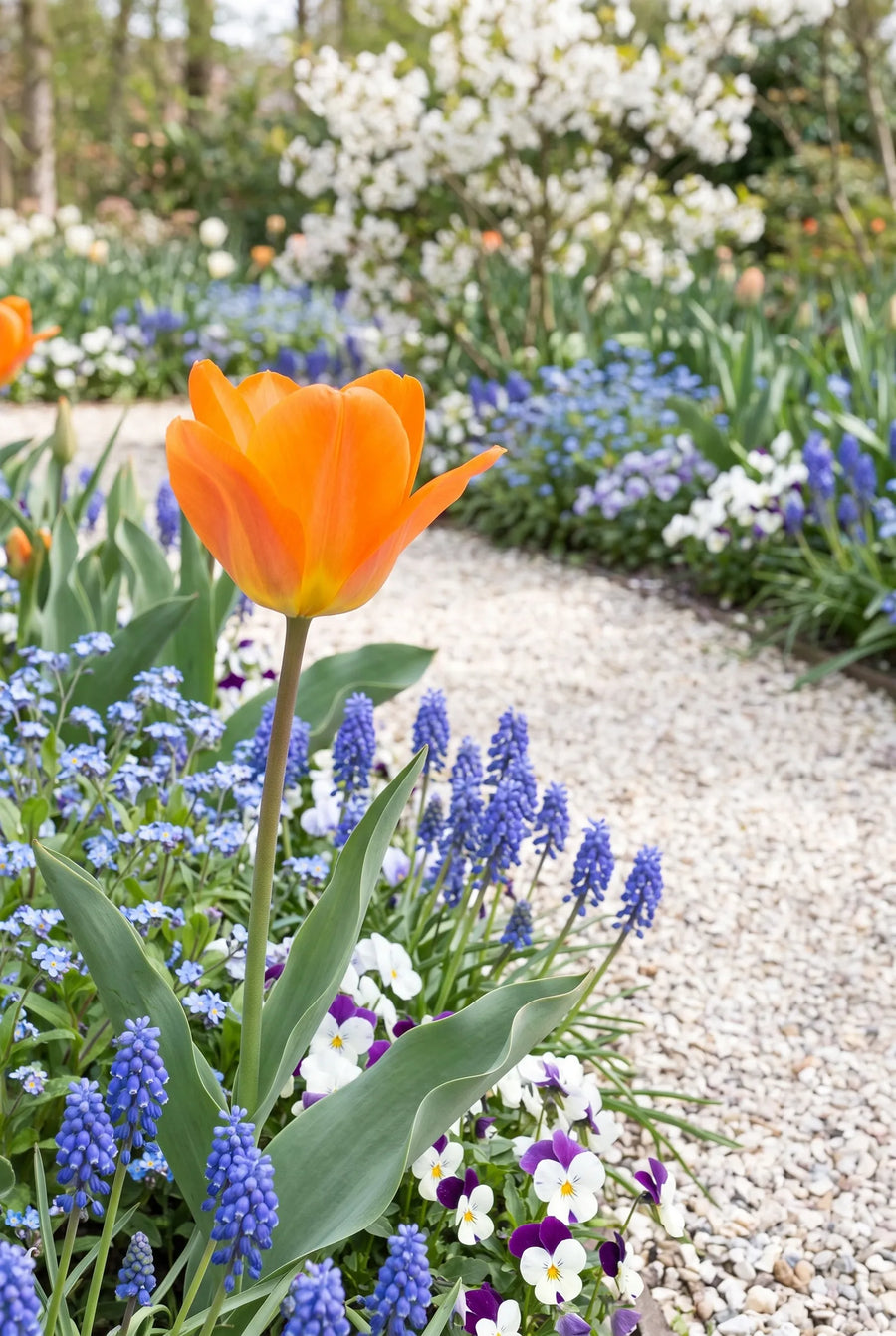 Tulipa Orange Emperor — in de border