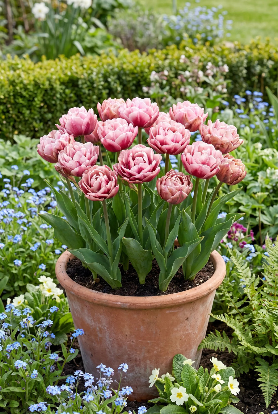 Tulipa Wyndham — in pot op terras