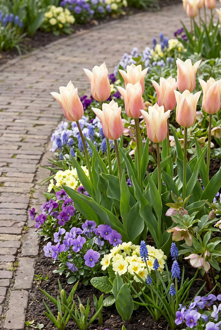 Tulipa Sanne — groep in de tuinborder
