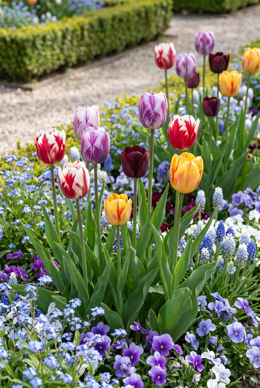 Tulipa Rembrandt Mixed — in de border