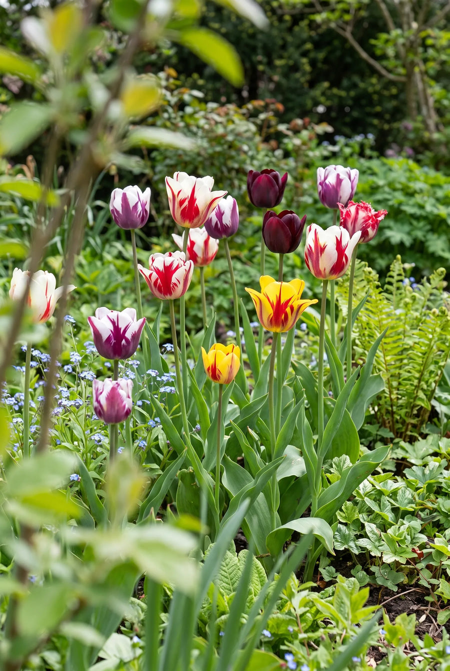Tulipa Rembrandt Mixed — in de tuin