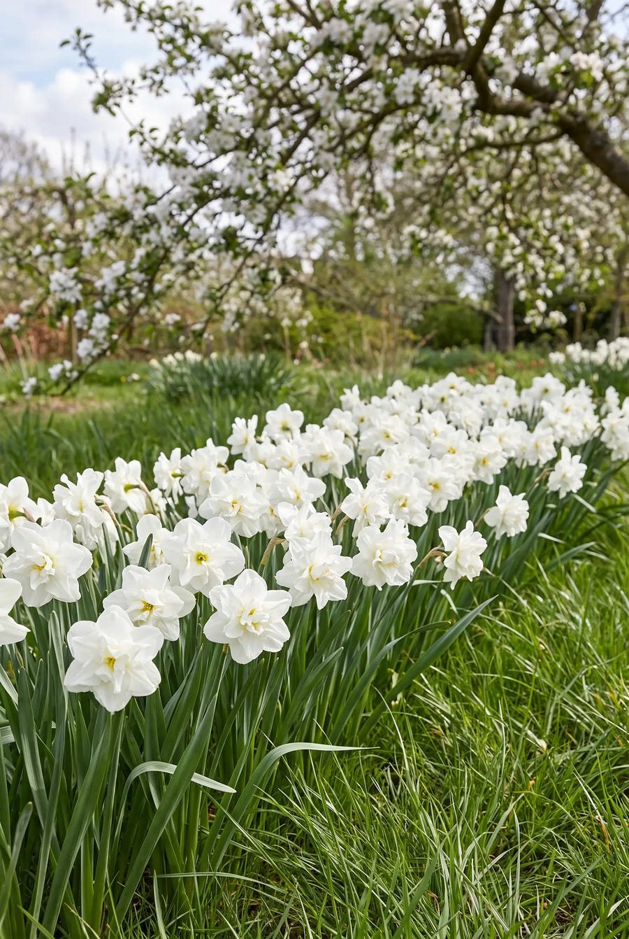 Narcissus Albo Plenus — groep in de tuinborder