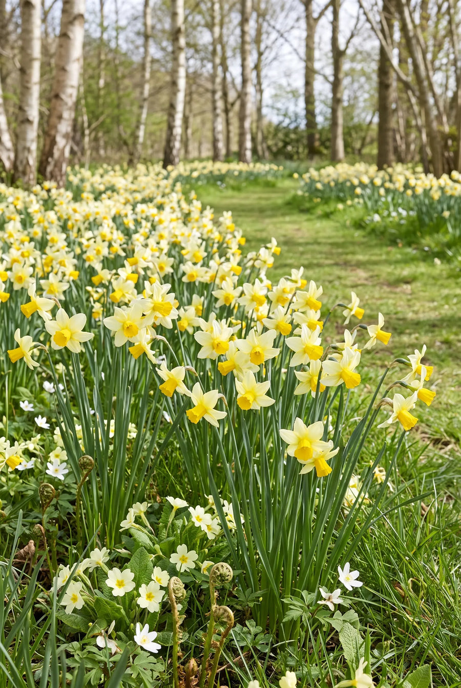 Narcissus Mother Duck — groep in de tuinborder