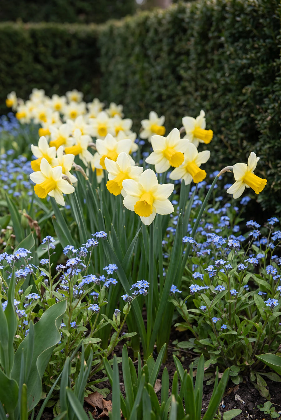 Narcissus Mother Duck — groep in de border
