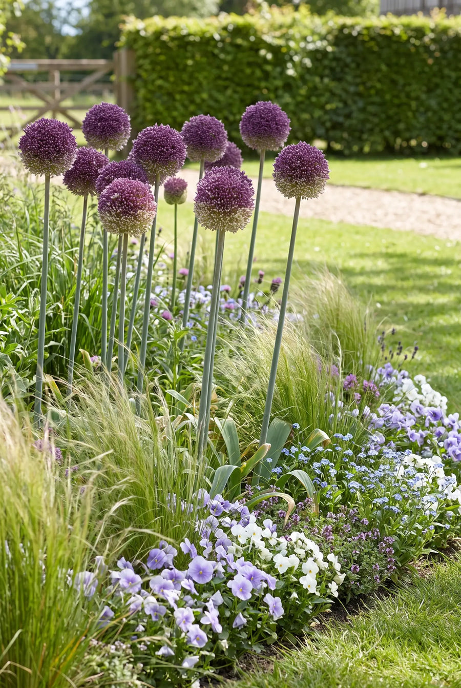 Allium Summer Drummer — groep in de tuinborder