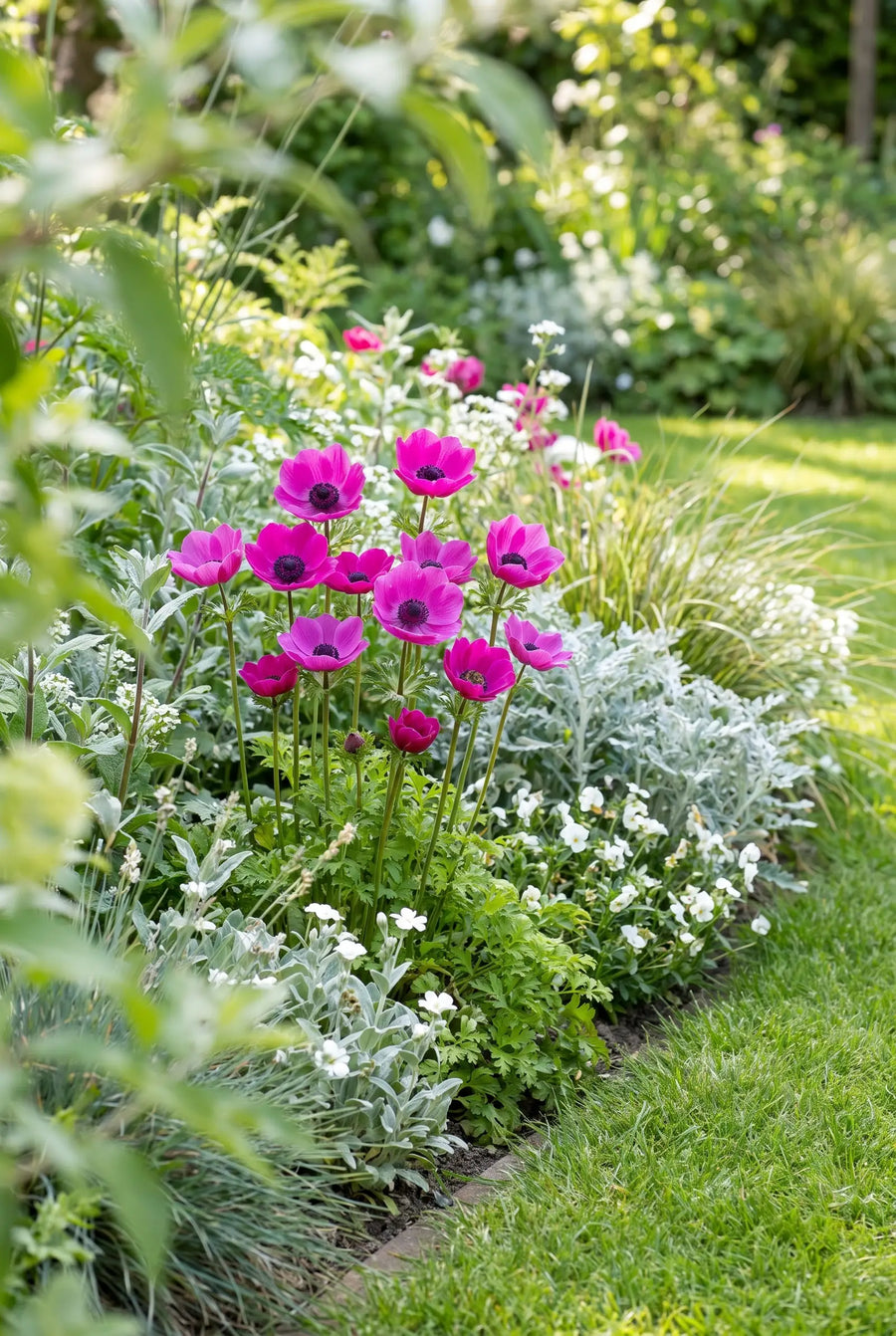 Anemone Sylphide — groep in de tuinborder