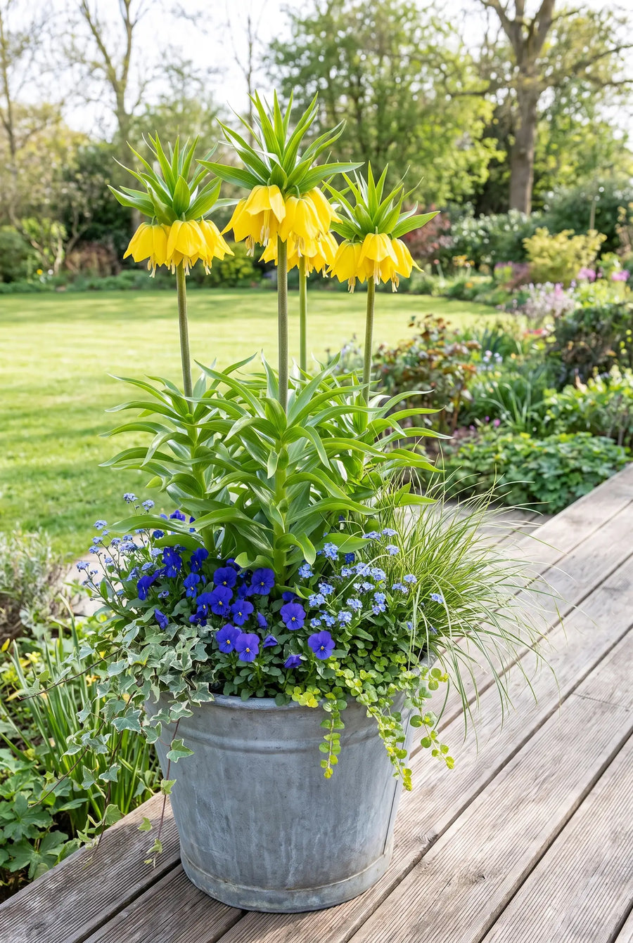 Fritillaria Lutea — in pot op terras
