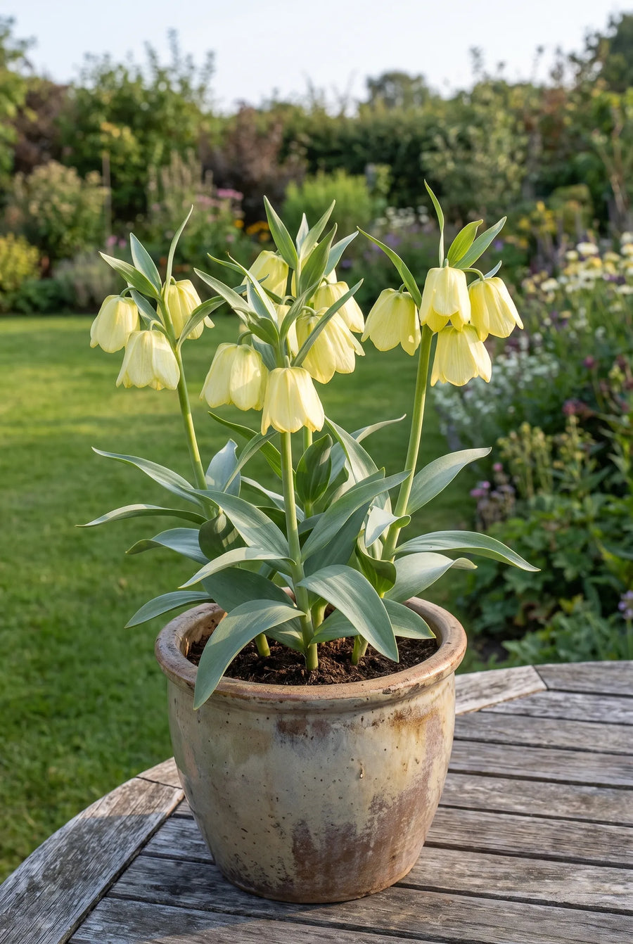 Fritillaria Pallidiflora — in pot op terras