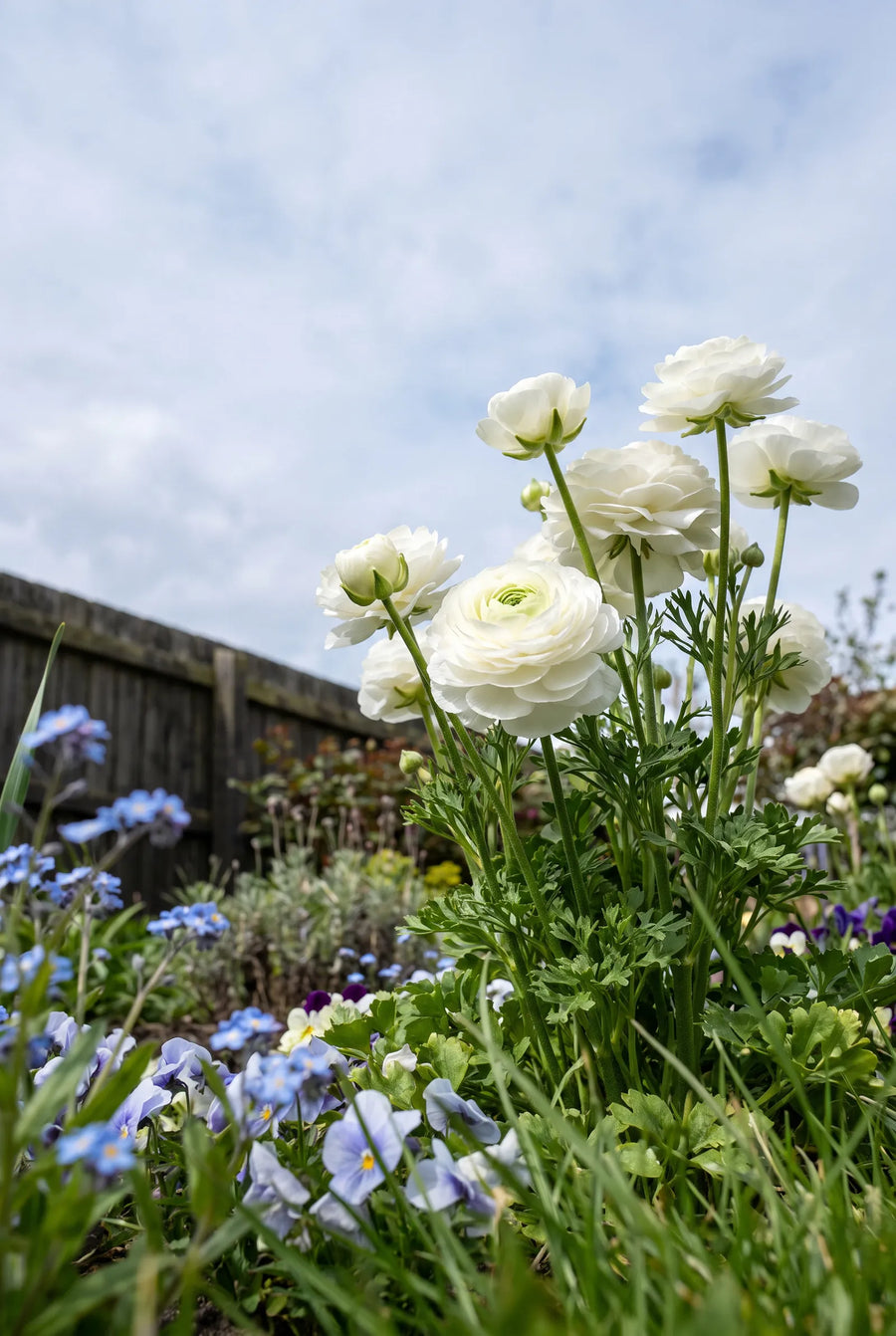 Ranunculus White — in de tuin